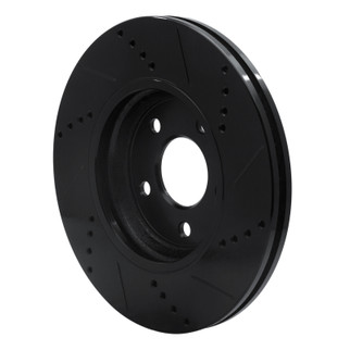 R1 04-12 Chevrolet Malibu Front Left Drilled & Slotted Black Brake Rotor