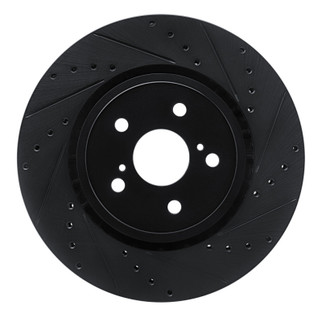 R1 21-25 Toyota RAV4 Prime (Plug-in Hybrid) Front Right Drilled & Slotted Black Brake Rotor