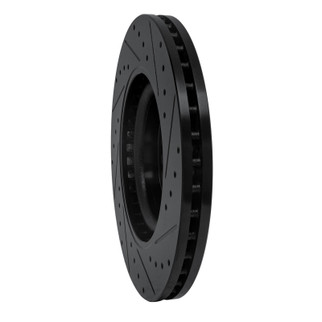 R1 06-12 Mercedes-Benz GL350 Front Left Drilled & Slotted Black Brake Rotor