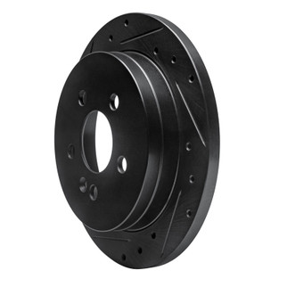 R1 98-05 Mercedes-Benz ML320 Rear Left Drilled & Slotted Black Brake Rotor