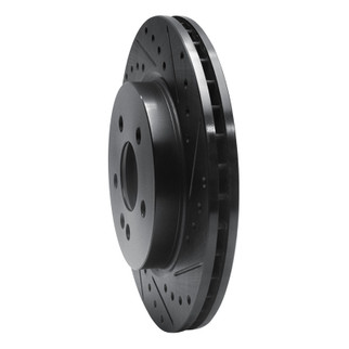 R1 98-05 Mercedes-Benz ML430 Front Right Drilled & Slotted Black Brake Rotor