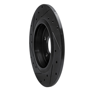 R1 14-20 Infiniti QX30 Rear Right Drilled & Slotted Black Brake Rotor