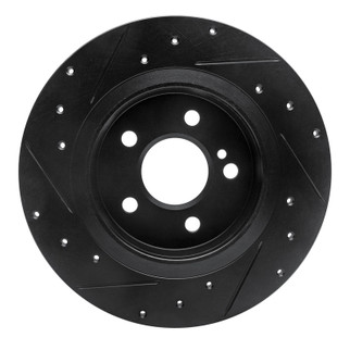 R1 14-20 Infiniti QX30 Rear Right Drilled & Slotted Black Brake Rotor