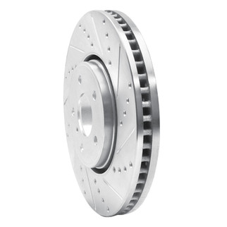 R1 05-14 Infiniti FX45 Front Right Drilled & Slotted Silver Brake Rotor