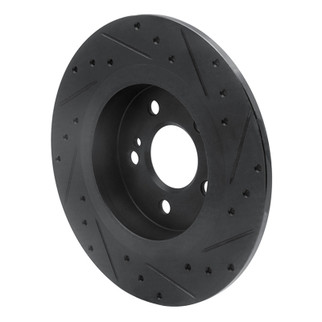 R1 12-20 Mercedes-Benz SLC300 Rear Left Drilled & Slotted Black Brake Rotor