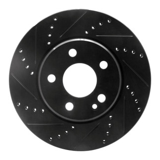 R1 06-11 Mercedes-Benz B200 Front Left Drilled & Slotted Black Brake Rotor