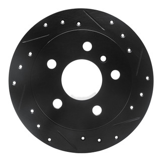 R1 06-11 Mercedes-Benz B200 Rear Right Drilled & Slotted Black Brake Rotor