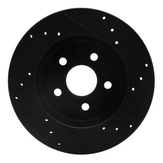 R1 88-88 Pontiac Fiero Front/Rear Left Drilled & Slotted Black Brake Rotor