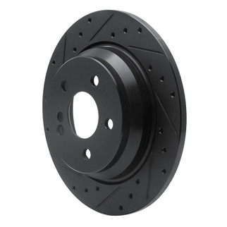 R1 07-13 Mercedes-Benz S550 Rear Left Drilled & Slotted Black Brake Rotor