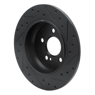 R1 07-13 Mercedes-Benz S550 Rear Left Drilled & Slotted Black Brake Rotor