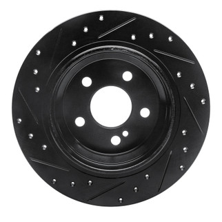 R1 03-06 Mercedes-Benz CL500 Rear Right Drilled & Slotted Black Brake Rotor