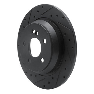 R1 03-06 Mercedes-Benz CL500 Rear Left Drilled & Slotted Black Brake Rotor