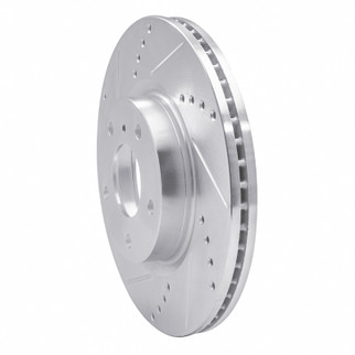 R1 03-05 Infiniti G35 Front Left Drilled & Slotted Silver Brake Rotor
