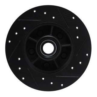 R1 84-87 Pontiac Fiero Front Left Drilled & Slotted Black Brake Rotor