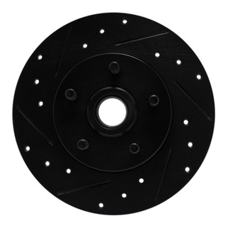 R1 84-87 Pontiac Fiero Front Left Drilled & Slotted Black Brake Rotor