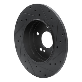 R1 98-03 Mercedes-Benz E320 Rear Left Drilled & Slotted Black Brake Rotor