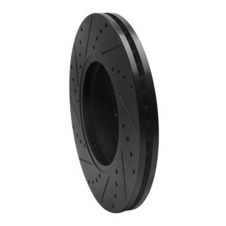 R1 15-20 Chevrolet Colorado Front Right Drilled & Slotted Black Brake Rotor