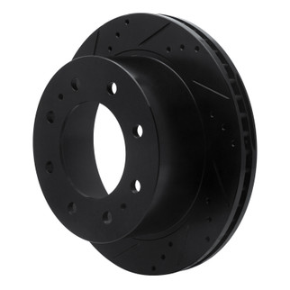 R1 11-25 Chevrolet Silverado 3500 HD Rear Left Drilled & Slotted Black Brake Rotor