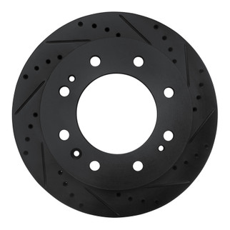 R1 11-25 Chevrolet Silverado 3500 HD Front Right Drilled & Slotted Black Brake Rotor