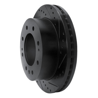 R1 11-25 Chevrolet Silverado 3500 HD Front Right Drilled & Slotted Black Brake Rotor