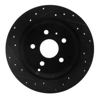 R1 10-17 Chevrolet Equinox Rear Right Drilled & Slotted Black Brake Rotor