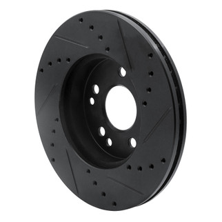 R1 90-95 Mercedes-Benz E420 Front Left Drilled & Slotted Black Brake Rotor