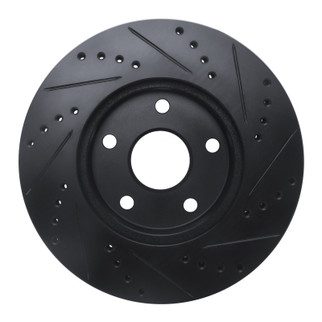 R1 91-97 Toyota Previa Front Left Drilled & Slotted Black Brake Rotor