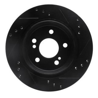 R1 92-94 Mercedes-Benz E500 Rear Left Drilled & Slotted Black Brake Rotor