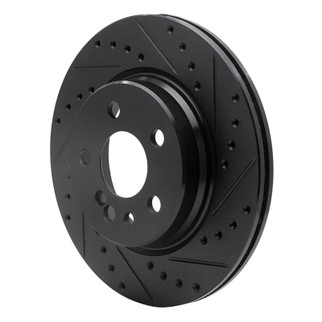 R1 92-99 Mercedes-Benz 500SEL Rear Right Drilled & Slotted Black Brake Rotor