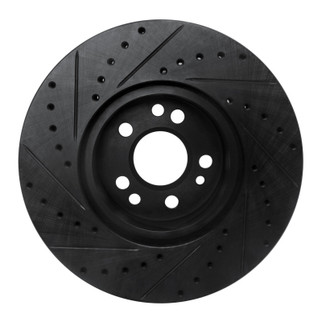 R1 91-99 Mercedes-Benz S350 Front Right Drilled & Slotted Black Brake Rotor