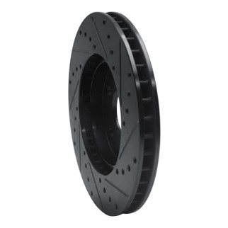 R1 90-98 Mercedes-Benz 500E Front Left Drilled & Slotted Black Brake Rotor
