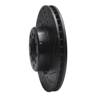 R1 85-91 Mercedes-Benz 300SD Front Right Drilled & Slotted Black Brake Rotor