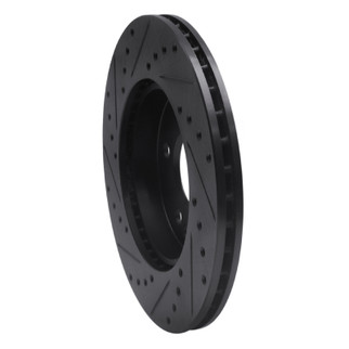 R1 84-95 Mercedes-Benz 260E Front Right Drilled & Slotted Black Brake Rotor