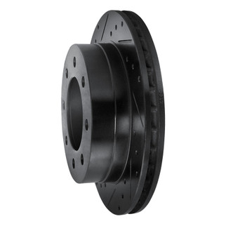 R1 03-05 Chevrolet Silverado 1500 Rear Left Drilled & Slotted Black Brake Rotor