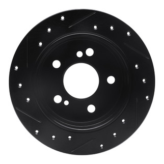 R1 83-95 Mercedes-Benz 300D Rear Right Drilled & Slotted Black Brake Rotor