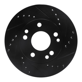 R1 87-93 Mercedes-Benz 190D Front Right Drilled & Slotted Black Brake Rotor