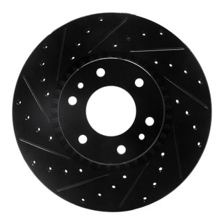 R1 02-09 Buick Rainier Front Left Drilled & Slotted Black Brake Rotor