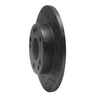 R1 83-89 Mercedes-Benz 190E Front Right Drilled & Slotted Black Brake Rotor