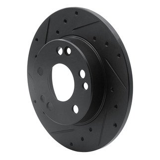 R1 83-89 Mercedes-Benz 190D Front Left Drilled & Slotted Black Brake Rotor