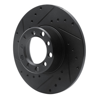 R1 68-76 Mercedes-Benz 220 Front Left Drilled & Slotted Black Brake Rotor