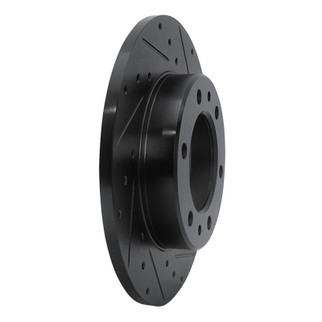 R1 81-85 Toyota 4Runner Front Right Drilled & Slotted Black Brake Rotor
