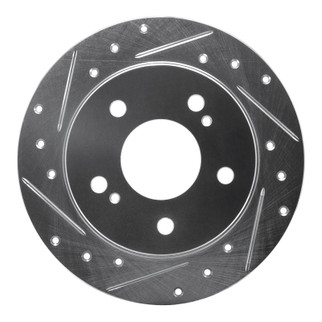 R1 94-98 Nissan 240SX Rear Left Drilled & Slotted Silver Brake Rotor
