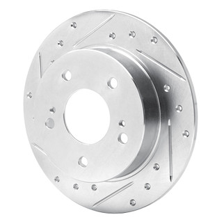 R1 94-98 Nissan 240SX Rear Left Drilled & Slotted Silver Brake Rotor