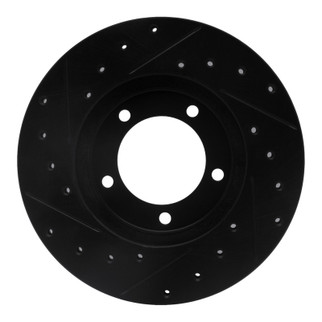 R1 79-83 Toyota Pickup Front Right Drilled & Slotted Black Brake Rotor
