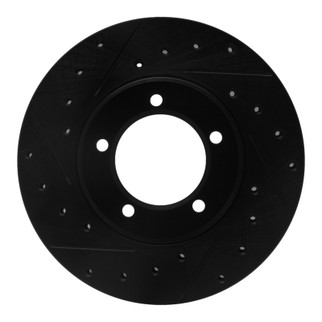 R1 79-83 Toyota Pickup Front Left Drilled & Slotted Black Brake Rotor