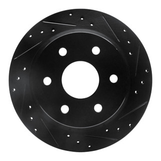 R1 99-07 Chevrolet Suburban 1500 Rear Right Drilled & Slotted Black Brake Rotor