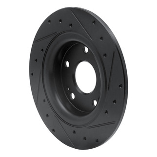 R1 17-20 Honda Civic Sedan Rear Left Drilled & Slotted Black Brake Rotor