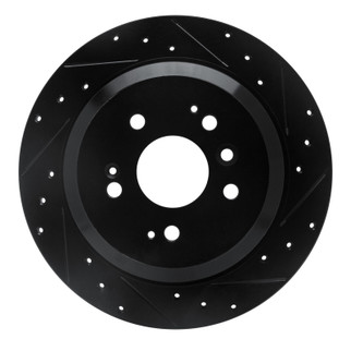 R1 16-25 Honda Ridgeline Rear Right Drilled & Slotted Black Brake Rotor