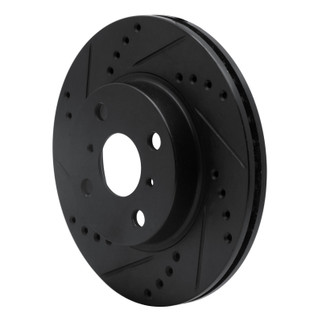 R1 01-03 Toyota Prius Front Left Drilled & Slotted Black Brake Rotor