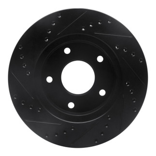 R1 97-05 Chevrolet S10 Front Right Drilled & Slotted Black Brake Rotor